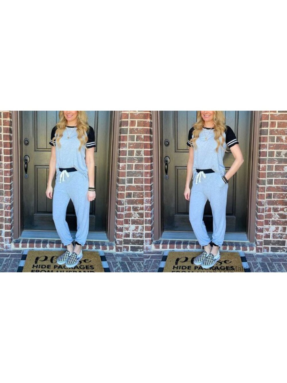 2 Piece Pajama Set with Pockets Short Sleeve Summer Lounge Sleepwear - Picture 4 of 5